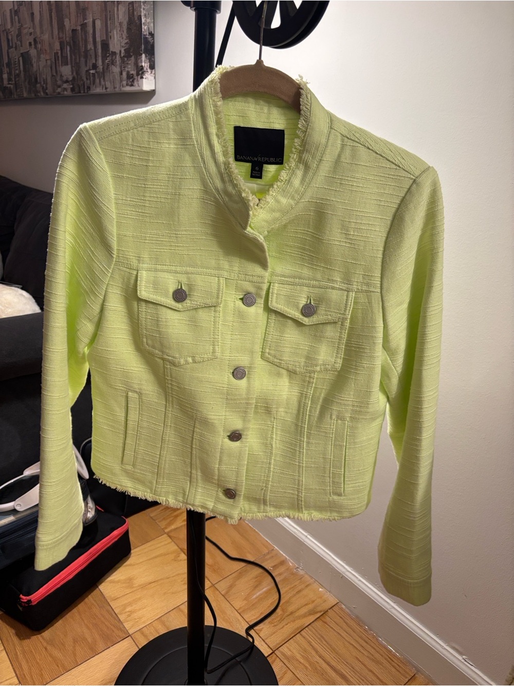 NWOT - Banana Republic Stylish light yellow green jacket with button details.